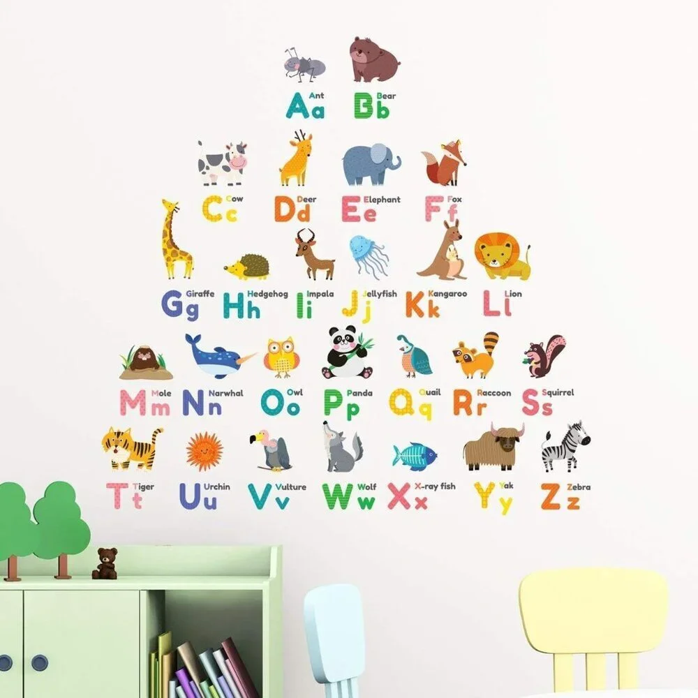 ABC Colourful Animal Alphabet Wall Stickers - BRAND NEW